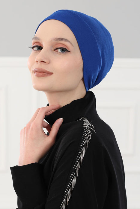 Super Tight Cotton Inner Bonnet Cap, High Quality Easy Wrap Instant Underneath Bonnet for Women, Flexible 95% Cotton Chemo Headwear Cap,B-37