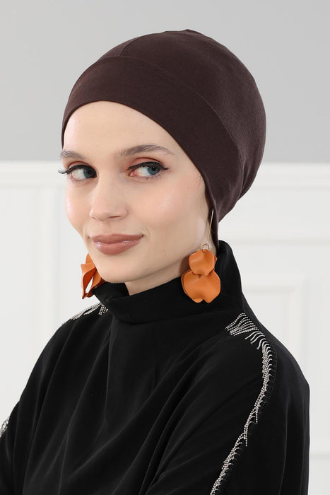 Super Tight Cotton Inner Bonnet Cap, High Quality Easy Wrap Instant Underneath Bonnet for Women, Flexible 95% Cotton Chemo Headwear Cap,B-37