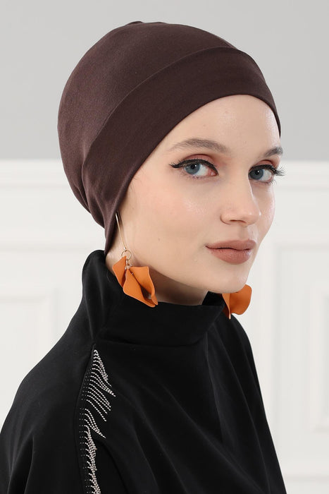 Super Tight Cotton Inner Bonnet Cap, High Quality Easy Wrap Instant Underneath Bonnet for Women, Flexible 95% Cotton Chemo Headwear Cap,B-37