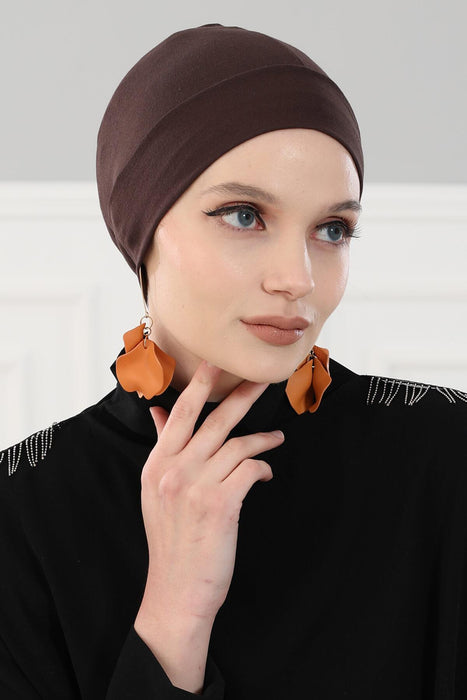 Super Tight Cotton Inner Bonnet Cap, High Quality Easy Wrap Instant Underneath Bonnet for Women, Flexible 95% Cotton Chemo Headwear Cap,B-37