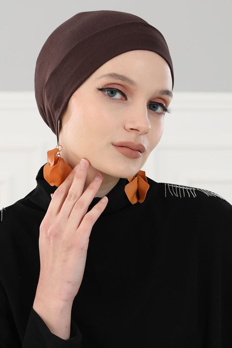 Super Tight Cotton Inner Bonnet Cap, High Quality Easy Wrap Instant Underneath Bonnet for Women, Flexible 95% Cotton Chemo Headwear Cap,B-37