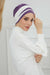 Multi-layered Two Colors Cotton Instant Turban, Lightweight Fashionable Headscarf for Women, Easy to Wear Cotton Chemo Headwear,B-65 Purple 2 - Ivory