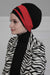 Multi-layered Two Colors Cotton Instant Turban, Lightweight Fashionable Headscarf for Women, Easy to Wear Cotton Chemo Headwear,B-65 Black - Red