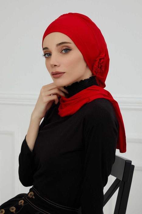 Instant Turban Cotton Scarf Head Turbans For Women Headwear Stylish Elegant Design,HT-81 Red