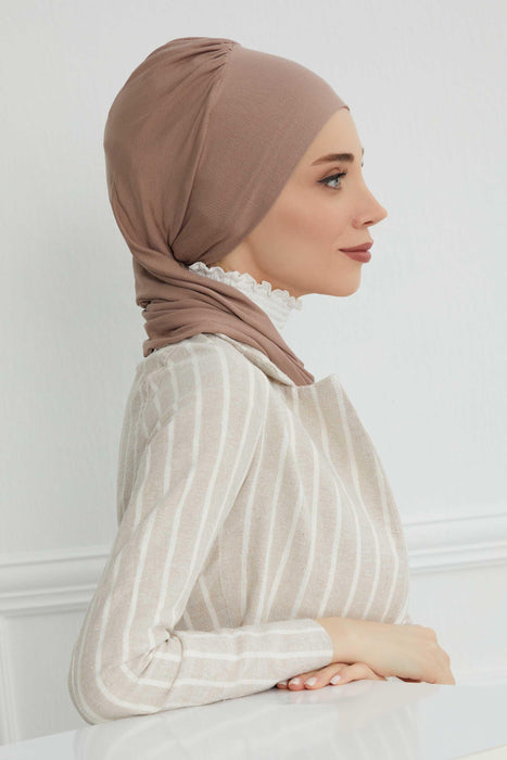 Instant Turban Cotton Scarf Head Turbans For Women Headwear Stylish Elegant Design,HT-81 Mink