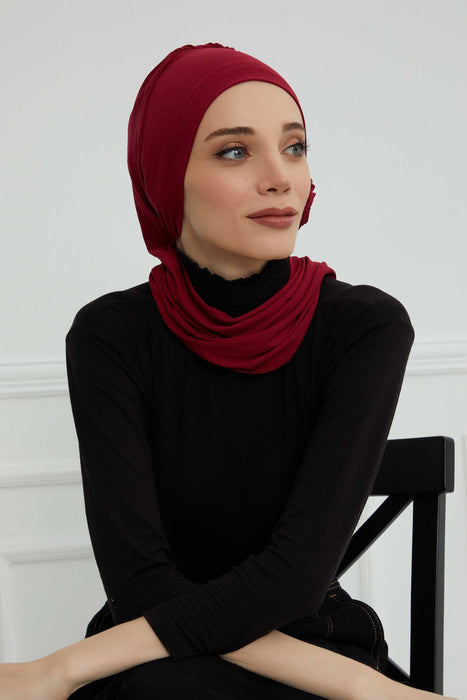 Instant Turban Cotton Scarf Head Turbans For Women Headwear Stylish Elegant Design,HT-81 Maroon