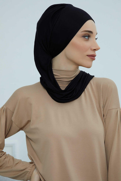 Instant Turban Cotton Scarf Head Turbans For Women Headwear Stylish Elegant Design,HT-81 Black