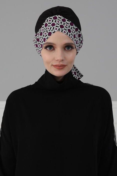 Plain Instant Turban Cotton Scarf Head Wrap, Belted Turban Bonnet for Women, Chic Design Instant Turban Hijab, Plain Chemo Bonnet Cap,B-31 Ivory