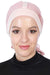 Cotton Instant Turban with Chiffon Band, Lightweight Multicolor Pre-tied Turban Bonnet Cap for Women, Stylish Belted Turban for Hijab,B-36 Powder
