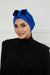 Velvet Bowtie Instant Turban Hijab Luxurious Velour Headwrap with Elegant Bow Detail, Comfortable & Fashionable Headwrap for Women,B-7K Sax Blue
