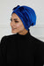 Velvet Bowtie Instant Turban Hijab Luxurious Velour Headwrap with Elegant Bow Detail, Comfortable & Fashionable Headwrap for Women,B-7K Sax Blue