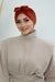 Velvet Bowtie Instant Turban Hijab Luxurious Velour Headwrap with Elegant Bow Detail, Comfortable & Fashionable Headwrap for Women,B-7K Tile Red