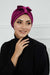 Velvet Bowtie Instant Turban Hijab Luxurious Velour Headwrap with Elegant Bow Detail, Comfortable & Fashionable Headwrap for Women,B-7K Purple