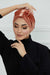 Velvet Bowtie Instant Turban Hijab Luxurious Velour Headwrap with Elegant Bow Detail, Comfortable & Fashionable Headwrap for Women,B-7K Salmon