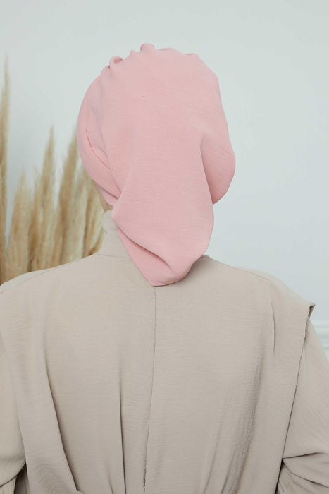 Instant Turban Hijab Pleated Lightweight Aerobin Scarf Head Turbans For Women Headwear Stylish Elegant Design Hear Wrap,HT-108A Pink
