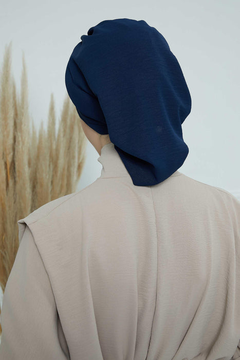 Instant Turban Hijab Pleated Lightweight Aerobin Scarf Head Turbans For Women Headwear Stylish Elegant Design Hear Wrap,HT-108A Navy Blue