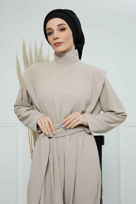 Instant Turban Hijab Pleated Lightweight Aerobin Scarf Head Turbans For Women Headwear Stylish Elegant Design Hear Wrap,HT-108A Black