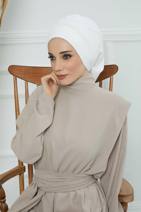 Instant Turban Hijab Pleated Lightweight Aerobin Scarf Head Turbans For Women Headwear Stylish Elegant Design Hear Wrap,HT-108A White