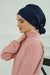 Chic Aerobin Instant Turban, Easy Wrap Breathable Head Scarf with Elegant Knot Detail, Lightweight Instant Turban For Women Headwear,HT-31A Navy Blue