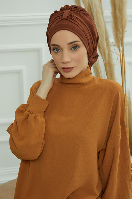 Instant Turban Lightweight Aerobin Scarf Head Turbans For Women Headwear Stylish Elegant Design,HT-90 Cinnamon