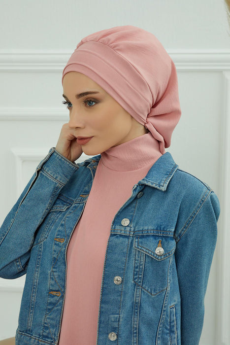 Instant Turban Lightweight Aerobin Scarf Head Turbans For Women Headwear Stylish Elegant Design,HT-91 Pink