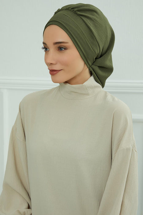 Instant Turban Lightweight Aerobin Scarf Head Turbans For Women Headwear Stylish Elegant Design,HT-91 Army Green