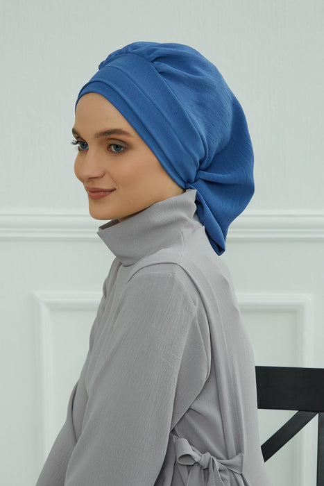 Instant Turban Lightweight Aerobin Scarf Head Turbans For Women Headwear Stylish Elegant Design,HT-91 Blue