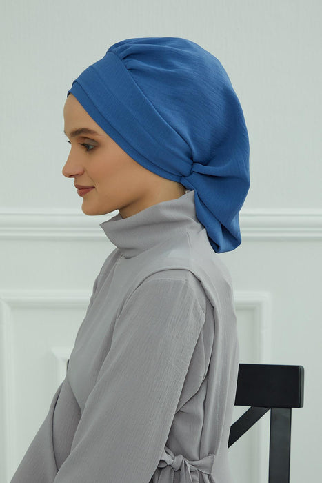 Instant Turban Lightweight Aerobin Scarf Head Turbans For Women Headwear Stylish Elegant Design,HT-91 Blue