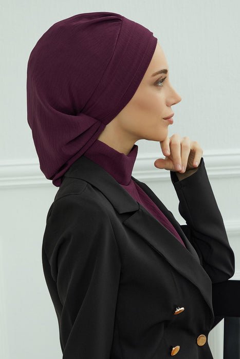 Instant Turban Lightweight Aerobin Scarf Head Turbans For Women Headwear Stylish Elegant Design,HT-91 Purple