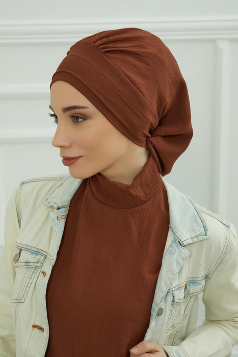 Instant Turban Lightweight Aerobin Scarf Head Turbans For Women Headwear Stylish Elegant Design,HT-91 Cinnamon
