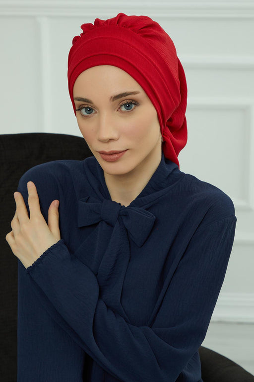 Instant Turban Lightweight Aerobin Scarf Head Turbans For Women Headwear Stylish Elegant Design,HT-91 Red