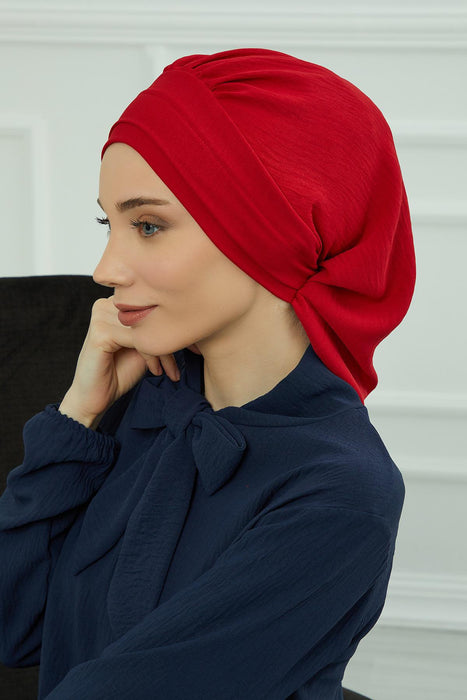 Instant Turban Lightweight Aerobin Scarf Head Turbans For Women Headwear Stylish Elegant Design,HT-91 Red