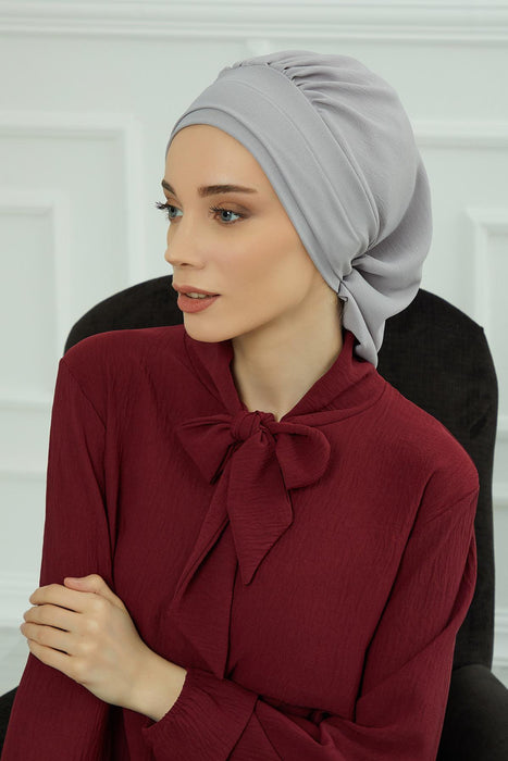 Instant Turban Lightweight Aerobin Scarf Head Turbans For Women Headwear Stylish Elegant Design,HT-91 Grey