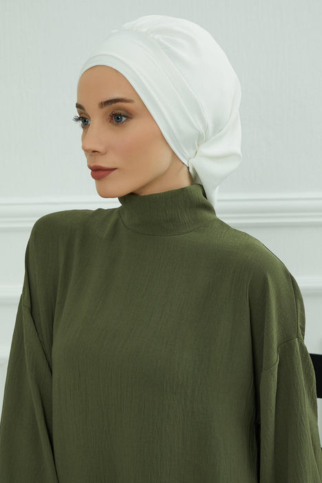 Instant Turban Lightweight Aerobin Scarf Head Turbans For Women Headwear Stylish Elegant Design,HT-91 White
