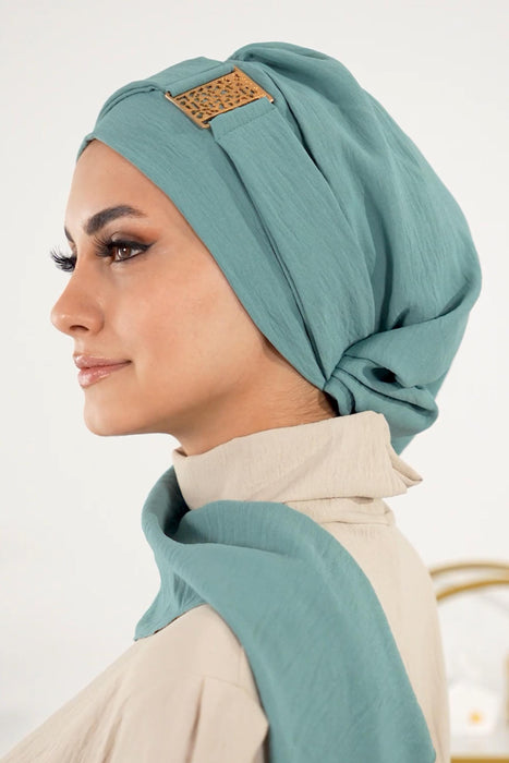 Instant Turban Leichter Aerobin-Schal-Kopf-Turban für Frauen, Kopfbedeckung mit einzigartigen Gold-Accessoires, stilvolles, elegantes Design, HT-11A