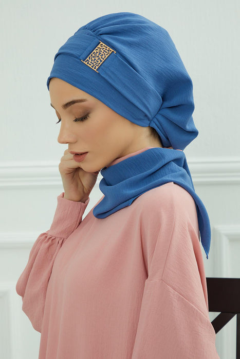 Instant Turban Lightweight Aerobin Scarf Head Turbans For Women Headwear With Unique Gold Accessories Stylish Elegant Design,HT-11A