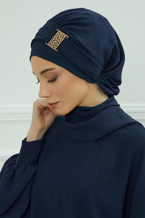 Instant Turban Lightweight Aerobin Scarf Head Turbans For Women Headwear With Unique Gold Accessories Stylish Elegant Design,HT-11A