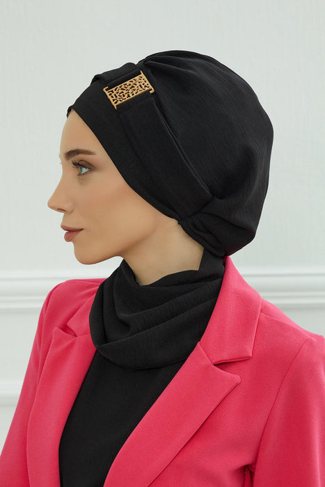 Instant Turban Lightweight Aerobin Scarf Head Turbans For Women Headwear With Unique Gold Accessories Stylish Elegant Design,HT-11A