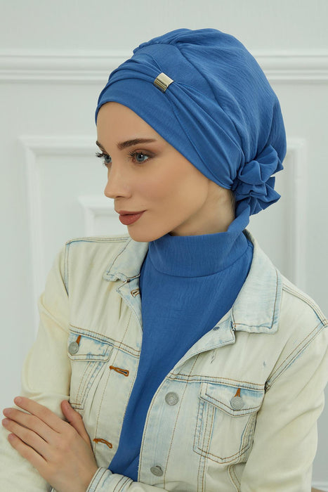 Instant Turban Lightweight Aerobin Scarf Head Turbans with Beautiful Gold Accessory For Women Headwear Stylish Elegant Design,HT-95