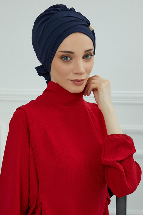 Instant Turban Lightweight Aerobin Scarf Head Turbans with Beautiful Gold Accessory For Women Headwear Stylish Elegant Design,HT-95