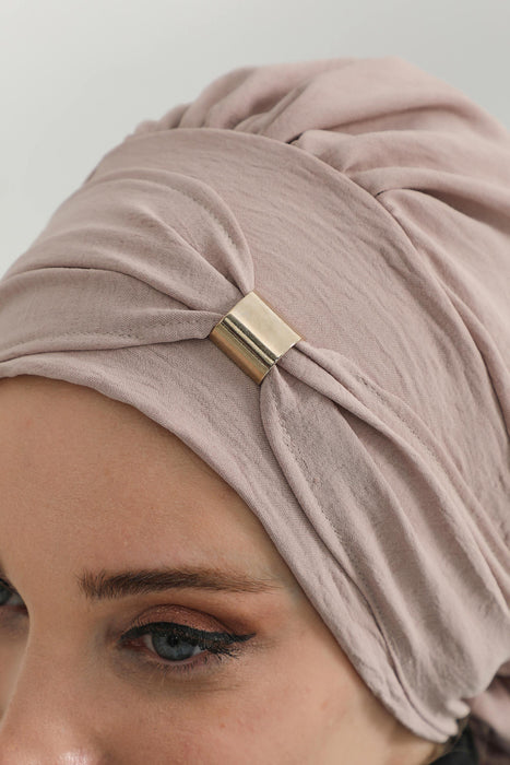 Instant Turban Lightweight Aerobin Scarf Head Turbans with Beautiful Gold Accessory For Women Headwear Stylish Elegant Design,HT-95