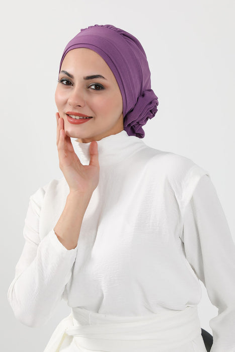 Instant Turban Lightweight Aerobin Scarf Head Turbans with Flower Back Detail For Women Headwear Stylish Elegant Design,HT-92