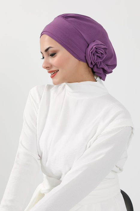 Instant Turban Lightweight Aerobin Scarf Head Turbans with Flower Back Detail For Women Headwear Stylish Elegant Design,HT-92