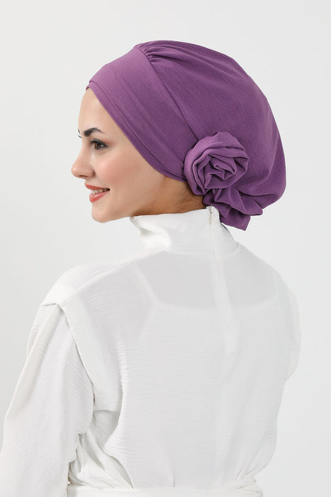 Instant Turban Lightweight Aerobin Scarf Head Turbans with Flower Back Detail For Women Headwear Stylish Elegant Design,HT-92