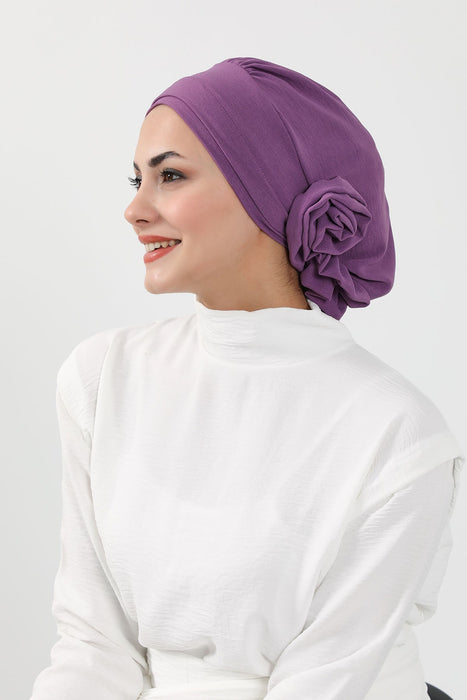 Instant Turban Lightweight Aerobin Scarf Head Turbans with Flower Back Detail For Women Headwear Stylish Elegant Design,HT-92