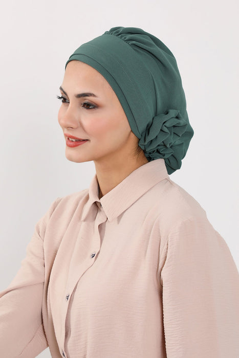 Instant Turban Lightweight Aerobin Scarf Head Turbans with Flower Back Detail For Women Headwear Stylish Elegant Design,HT-92