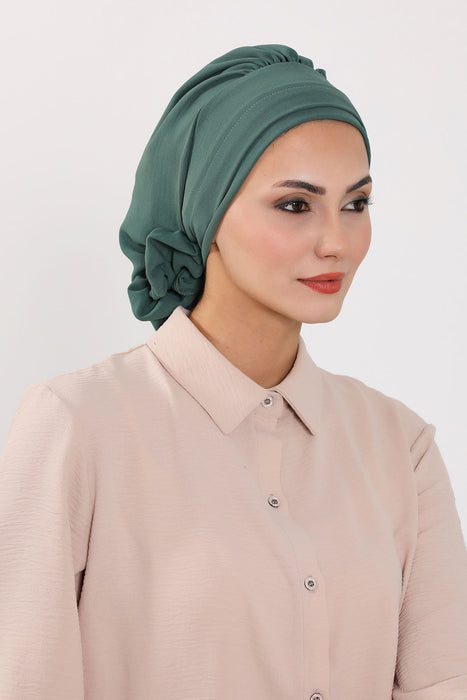 Instant Turban Lightweight Aerobin Scarf Head Turbans with Flower Back Detail For Women Headwear Stylish Elegant Design,HT-92