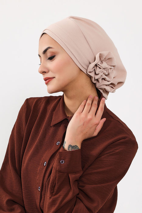 Instant Turban Lightweight Aerobin Scarf Head Turbans with Flower Back Detail For Women Headwear Stylish Elegant Design,HT-92