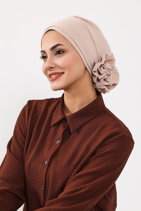 Instant Turban Lightweight Aerobin Scarf Head Turbans with Flower Back Detail For Women Headwear Stylish Elegant Design,HT-92