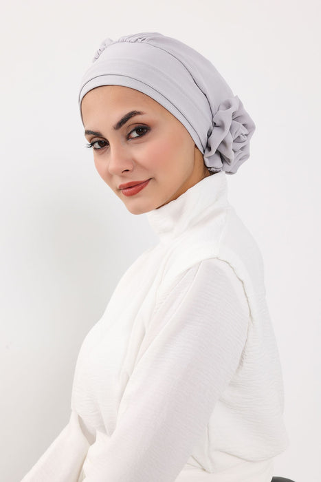 Instant Turban Lightweight Aerobin Scarf Head Turbans with Flower Back Detail For Women Headwear Stylish Elegant Design,HT-92